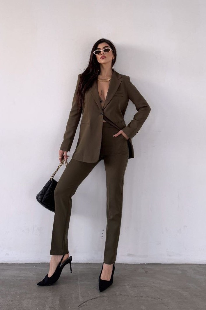 Wholesale Women's Khaki Two-Piece Suit  0044-2031 