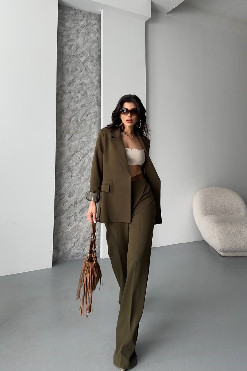 Wholesale Women's Khaki Two-Piece Suit  0044-2125 