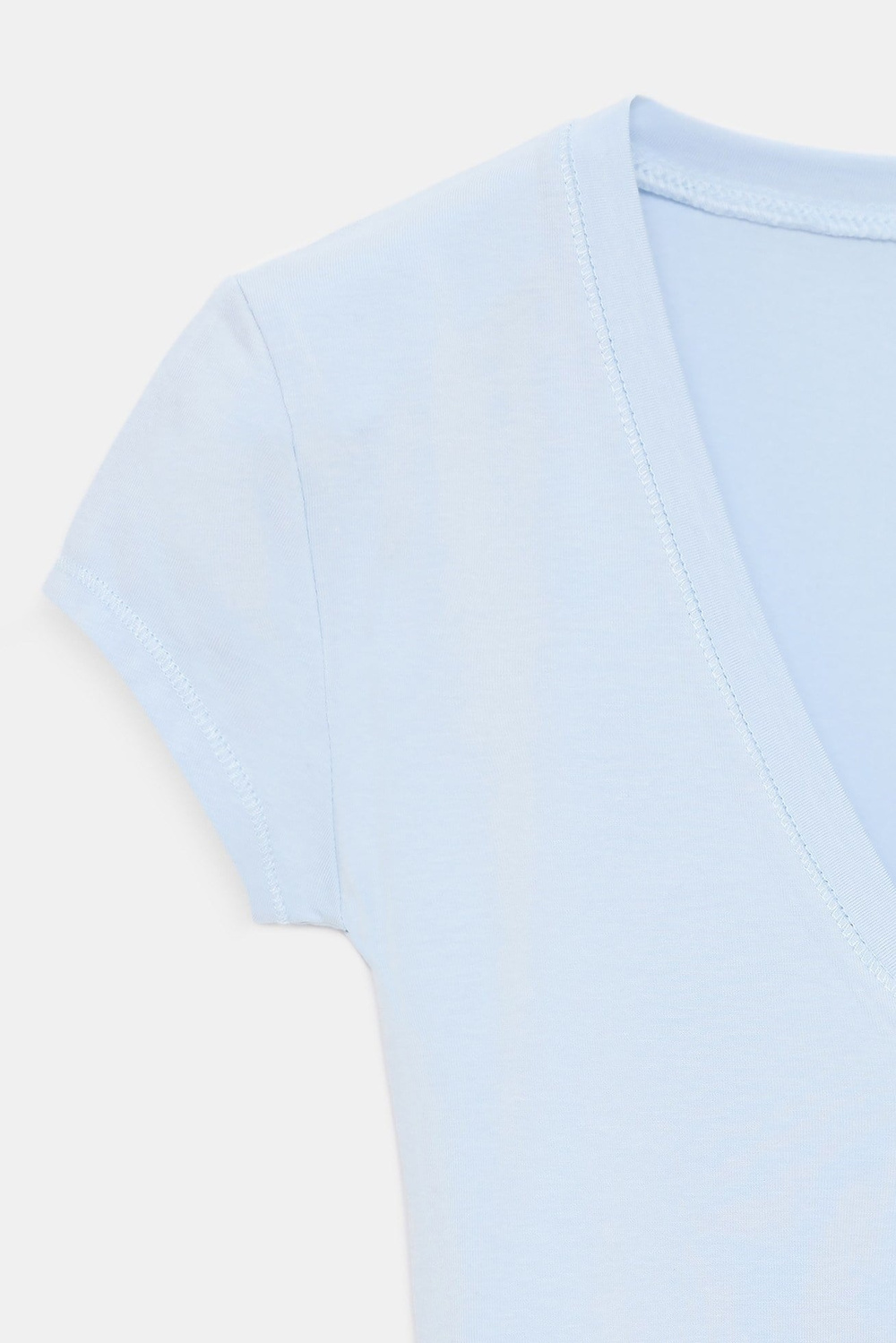 Wholesale Womens Light Blue Supima Cotton V-Neck Tee