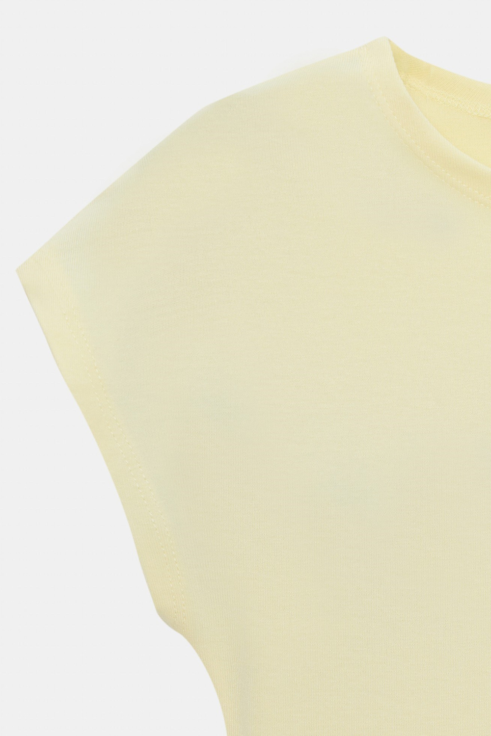 Wholesale Womens Light Yellow Modal-Cotton Cropped T-Shirt