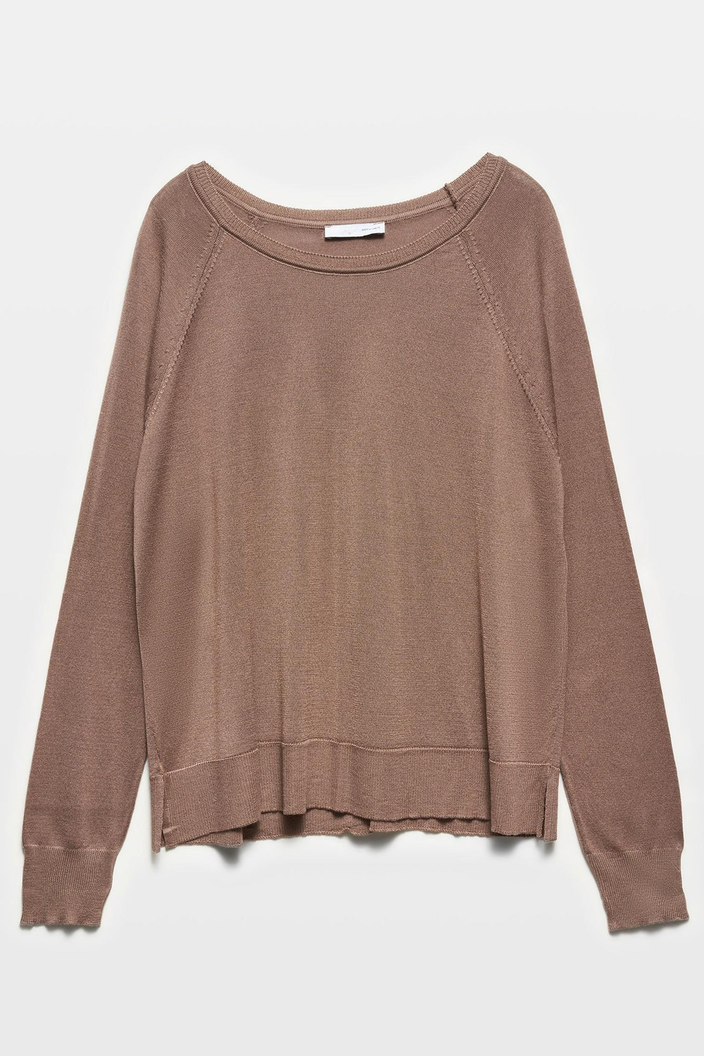 Wholesale Womens Mink Fine Knit Blouse with Raglan Sleeves and Side Slits