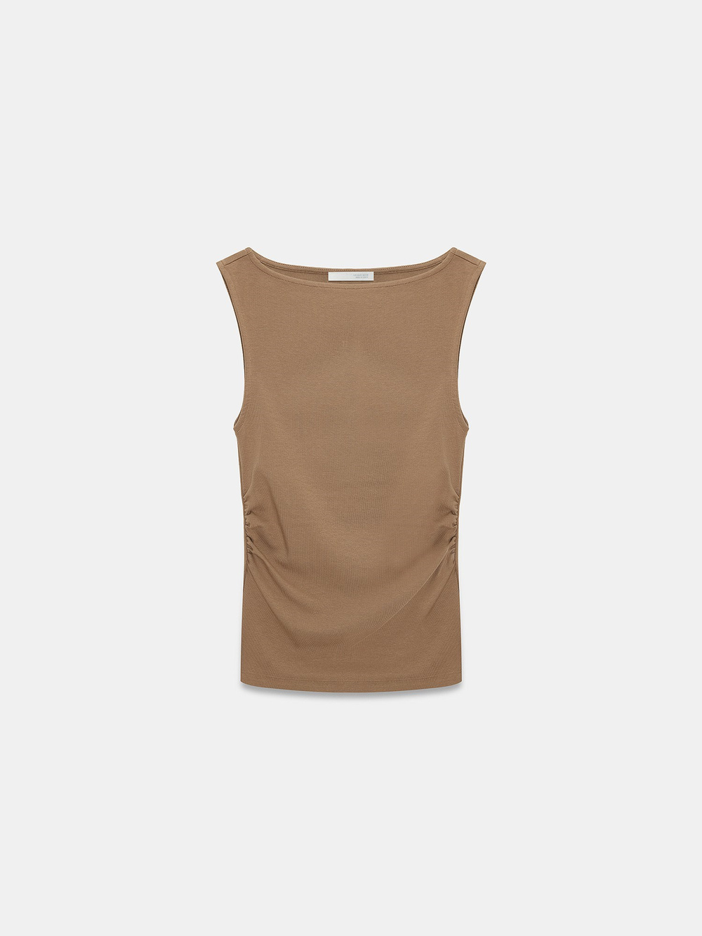 Wholesale Womens Mink Side Gathered Boat-Neck Top
