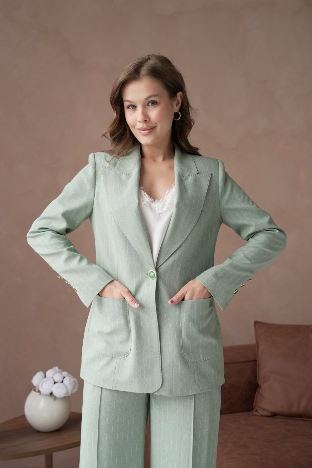 Wholesale Womens Mint Plus Size Two-Piece Suit