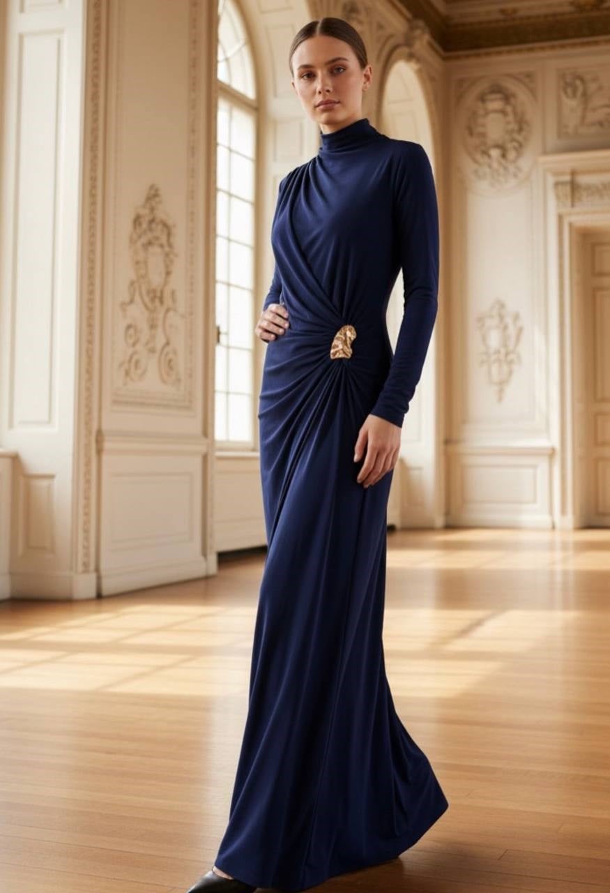 Wholesale Women's Navy Maxi Hijab Dress 0025-2450