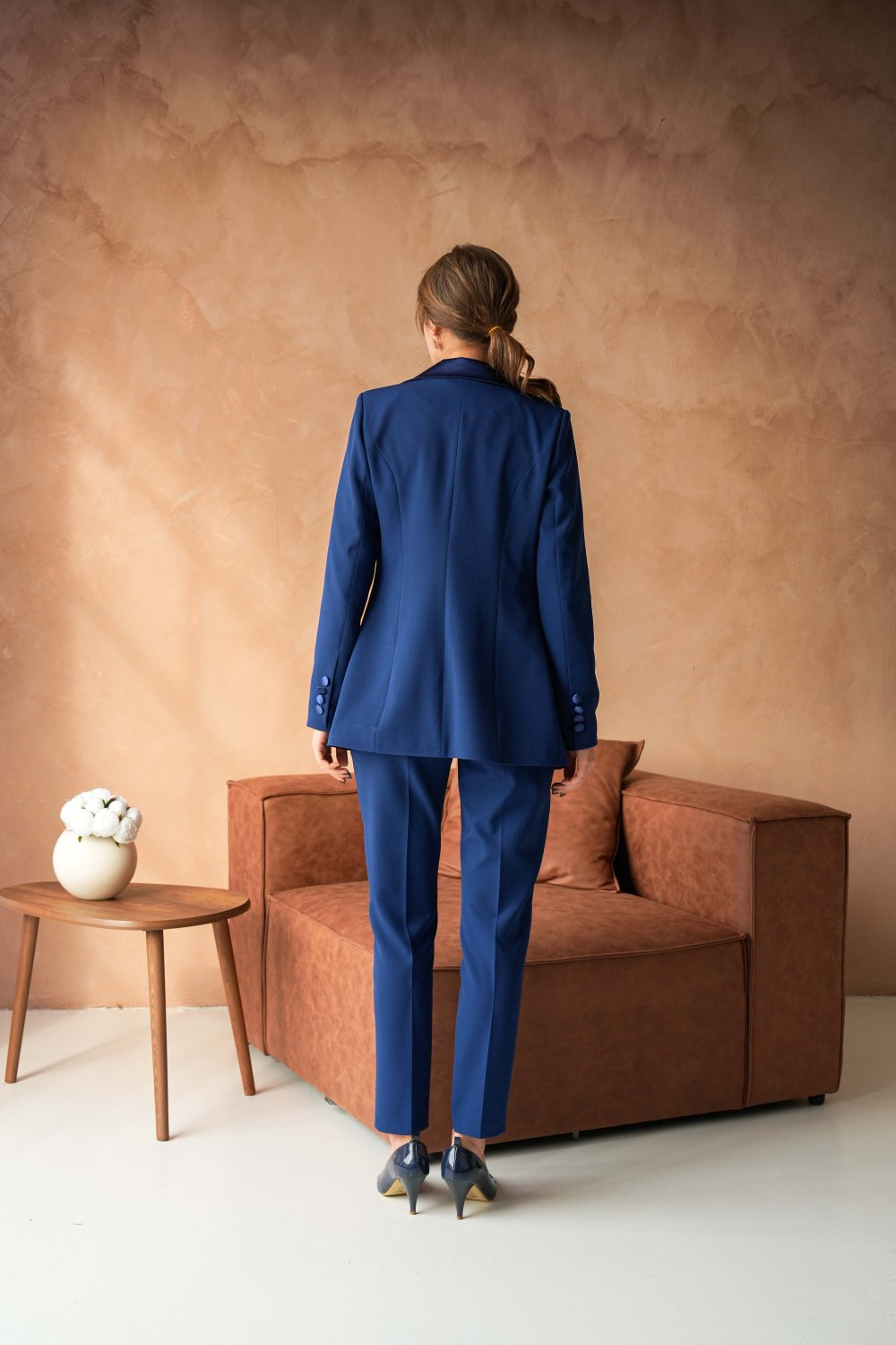 Wholesale Womens Navy Plus Size Three-Piece Suit 
