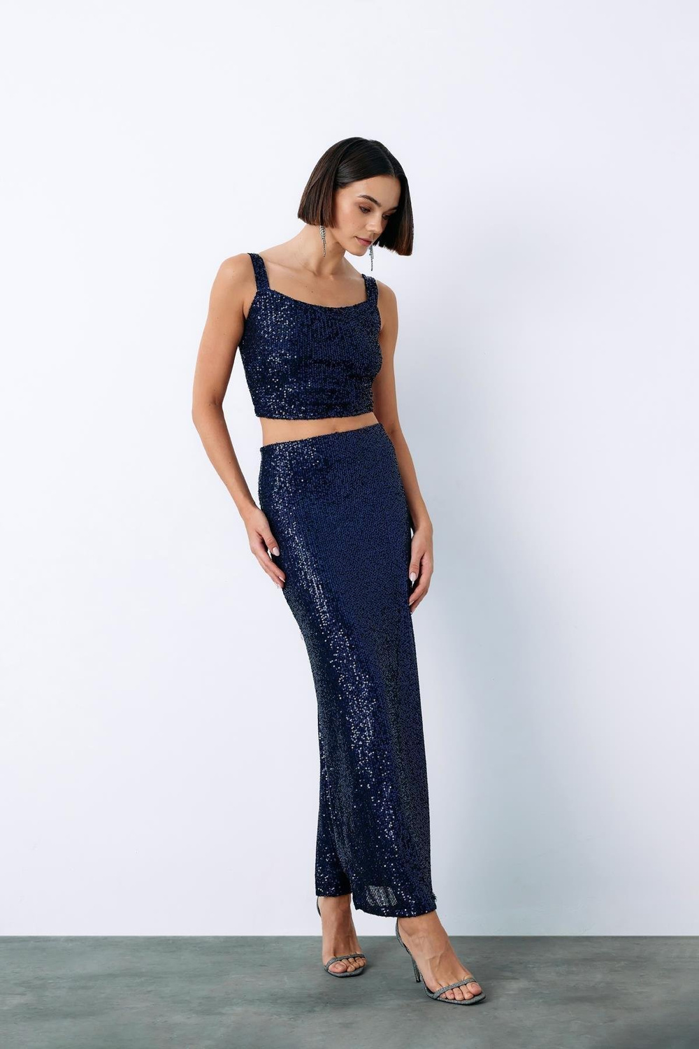 Wholesale Womens Navy Sequined Skirt