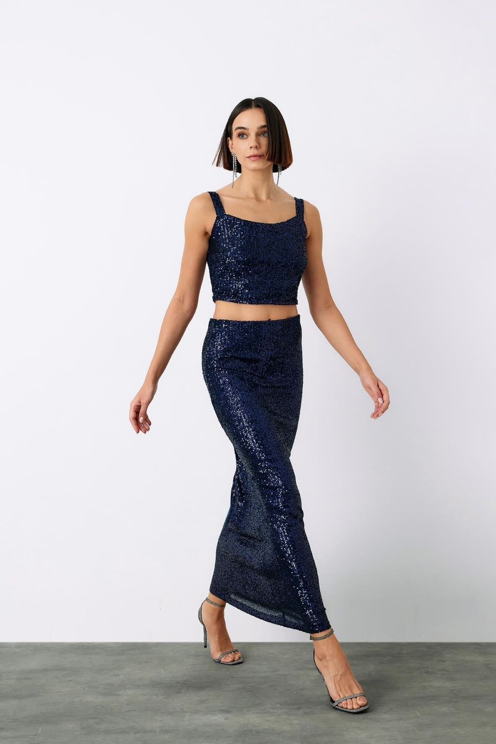 Wholesale Womens Navy Sequined Skirt