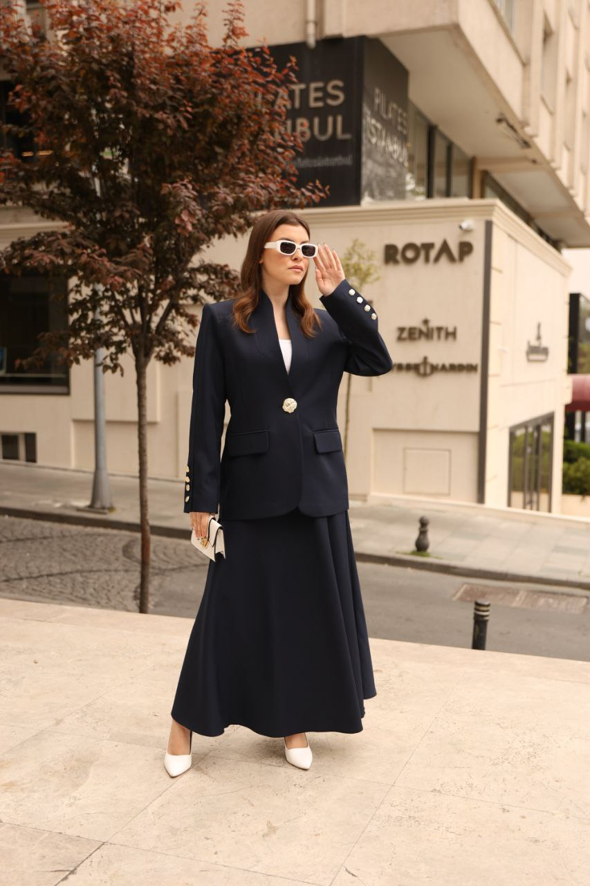 Wholesale Women's Navy Skirt Suit  0043-1962