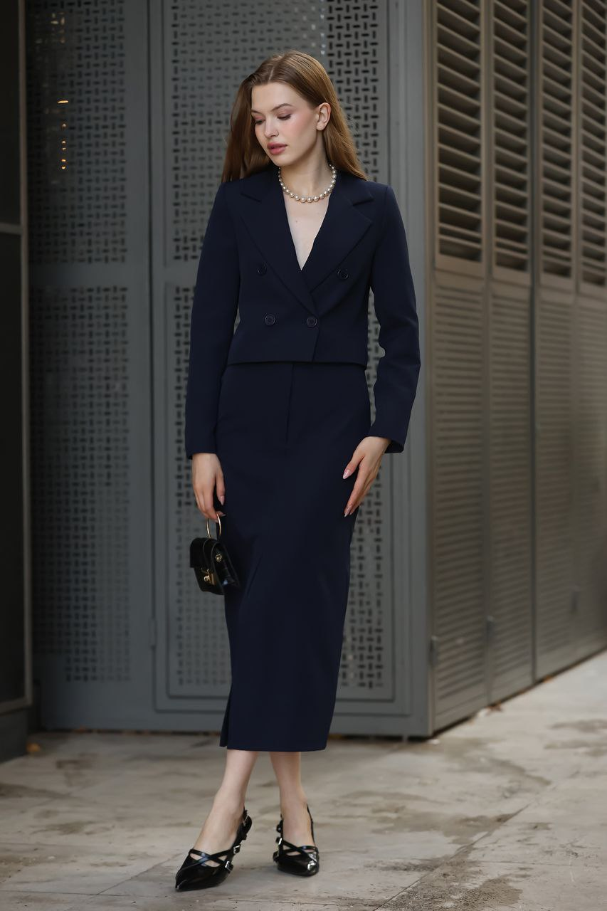 Wholesale Women's Navy Skirt Suit  0043-7009