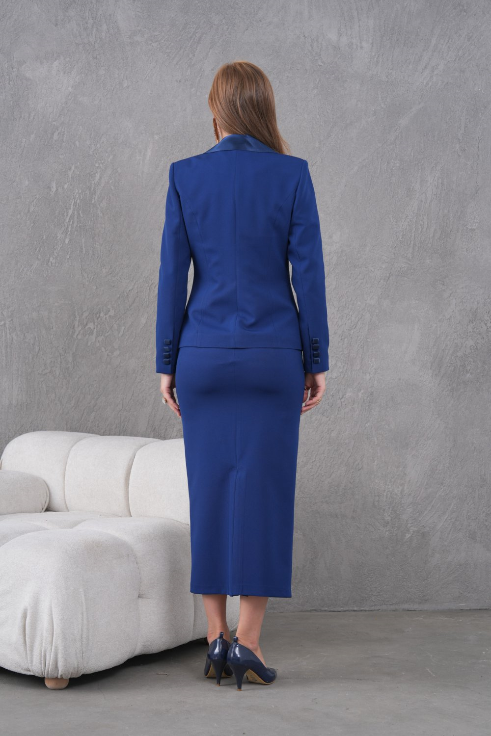 Wholesale Womens Navy Plus Size Three-Piece Suit 