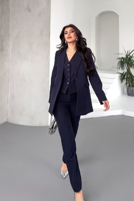Wholesale Women's Navy Three-Piece Suit  0044-2112 