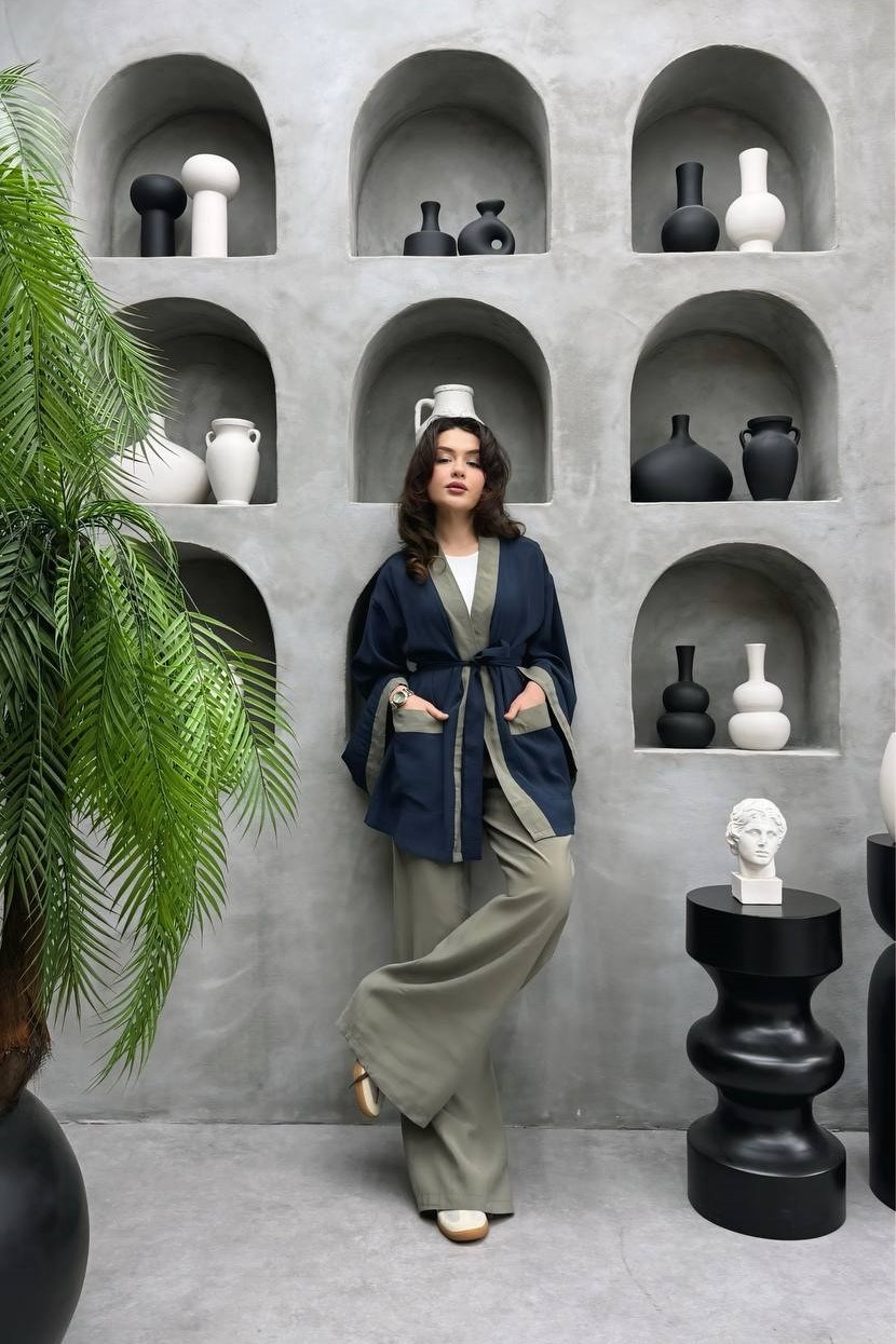 Wholesale Womens Navy Two-Piece Hijab Set