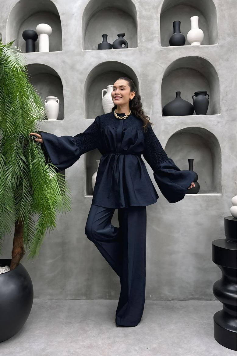 Wholesale Womens Navy Two-Piece Hijab Set