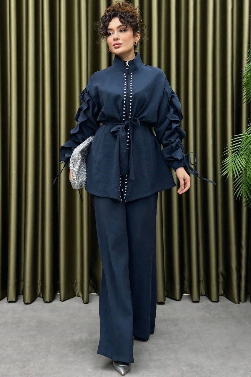 Wholesale Womens Navy Two-Piece Hijab Set