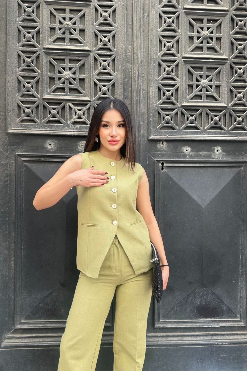 Wholesale Women's Olive Two-Piece Suit  0043-1006