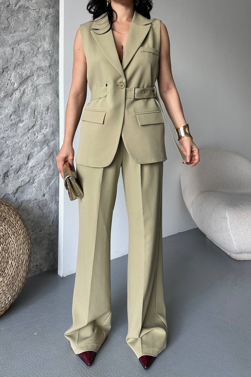 Wholesale Women's Olive Two-Piece Suit  0044-2132