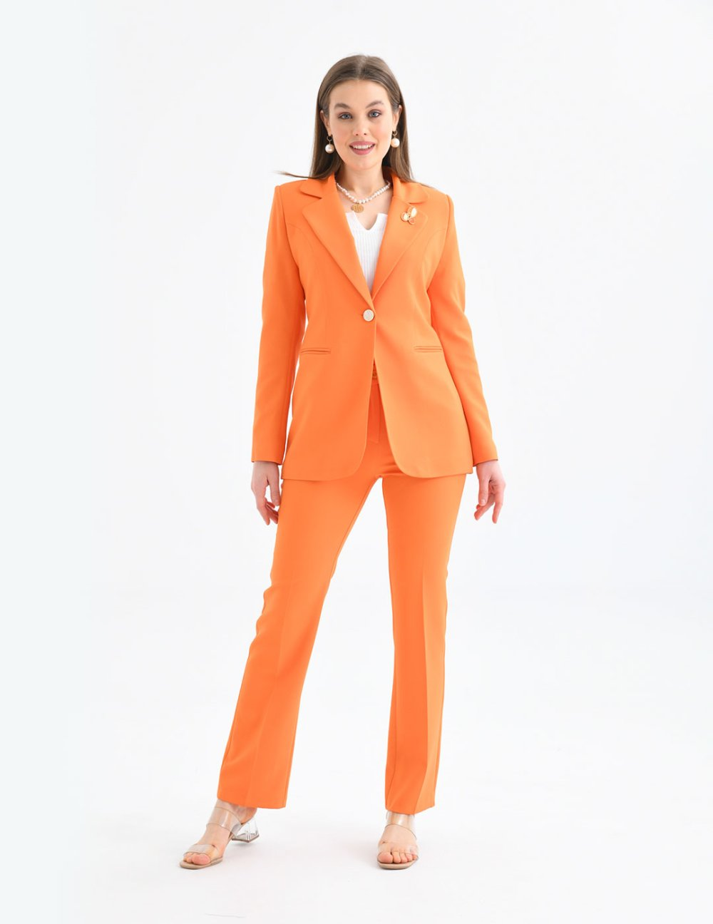 Wholesale Womens Orange Plus Size Two-Piece Suit 