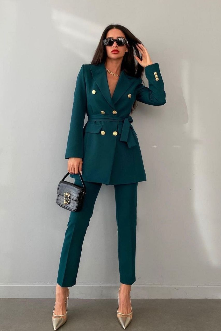 Wholesale Women's Petrol Two-Piece Suit  0044-2061 