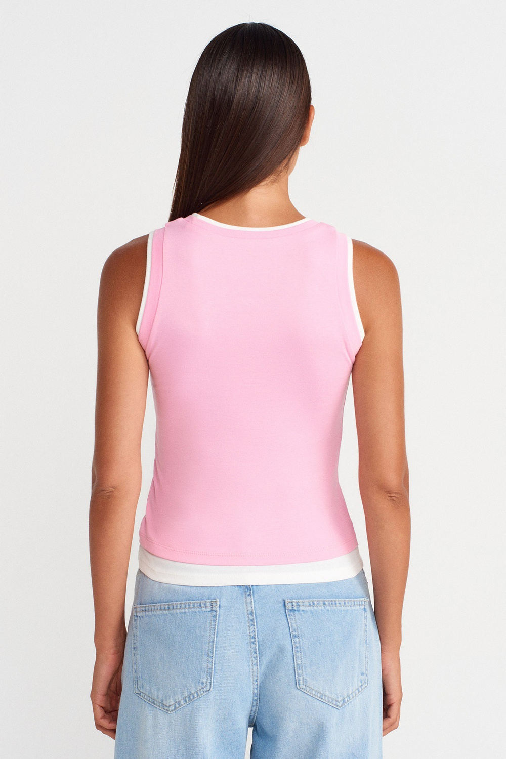 Wholesale Womens Pink Double-Look Tank Top
