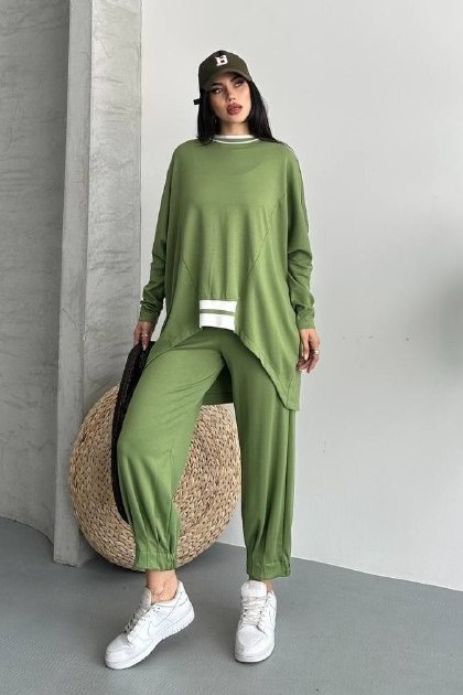 Wholesale Women's Pistachio Tracksuit Set 0044-0041
