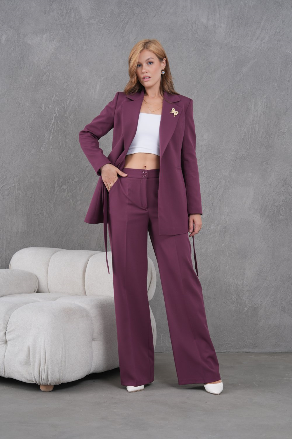 Wholesale Womens Plum Two-Piece Suit 
