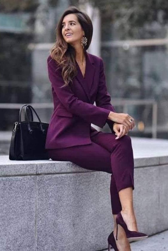 Wholesale Women's Plum Two-Piece Suit  0043-22-71