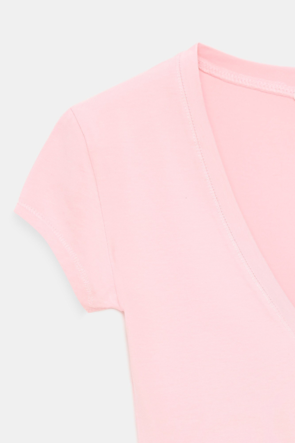 Wholesale Womens Powder Pink Supima Cotton V-Neck Tee