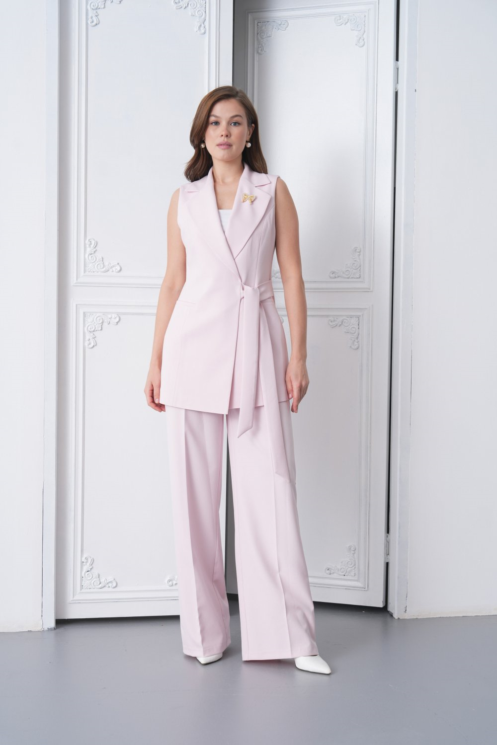 Wholesale Womens Powder Plus Size Two-Piece Suit