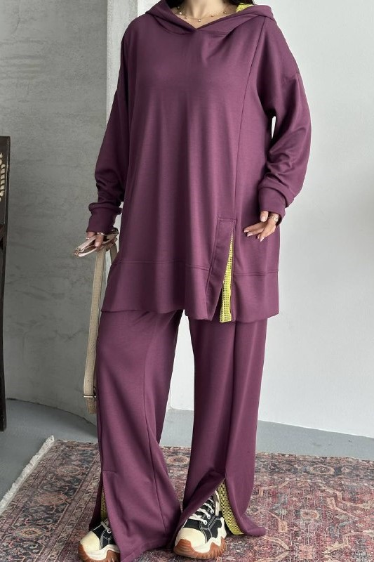 Wholesale Women's Purple Tracksuit Set 0044-0037
