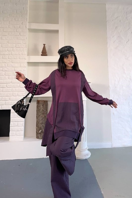 Wholesale Women's Purple Tracksuit Set 0044-0038