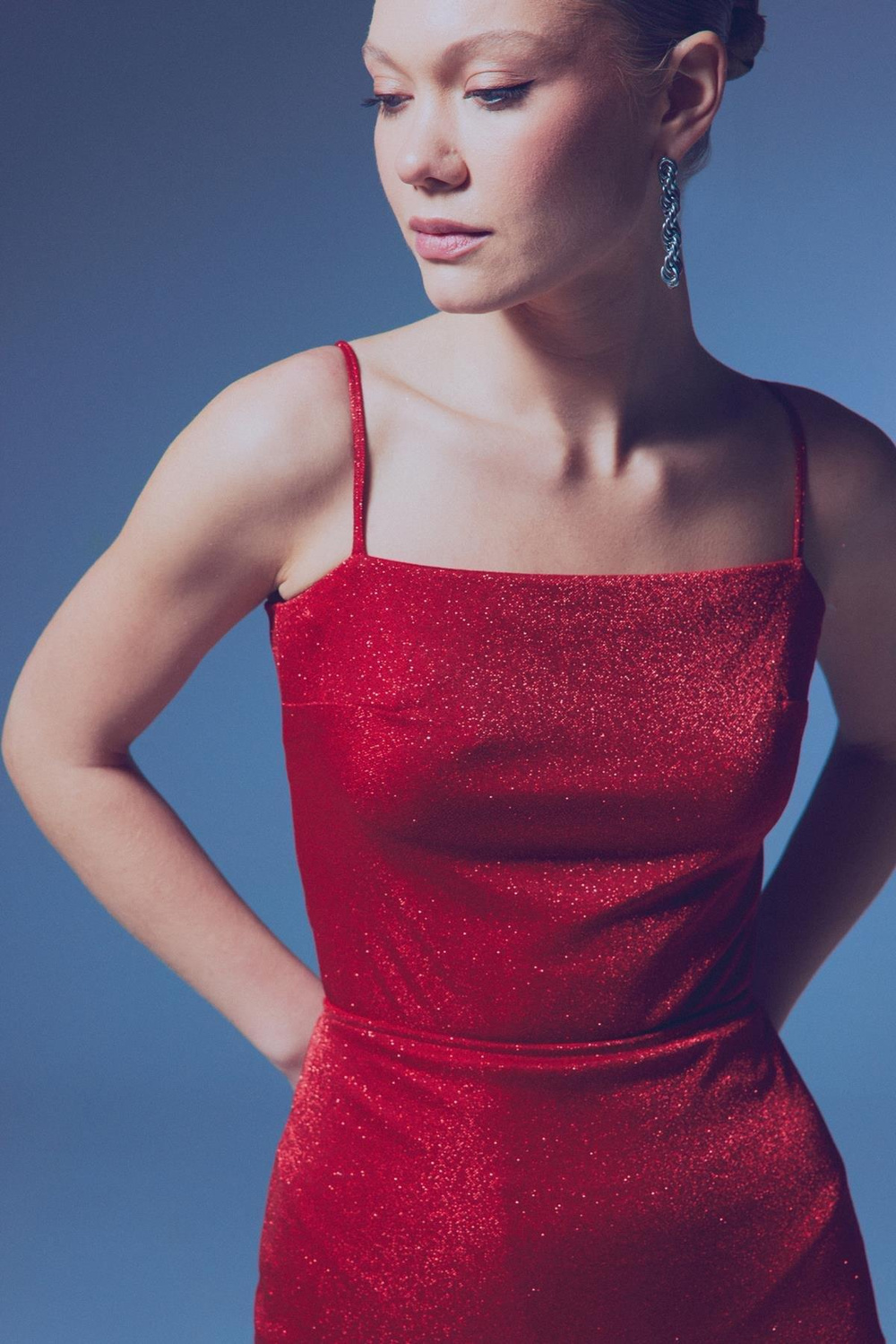 Wholesale Womens Red Lurex Strappy Bodysuit