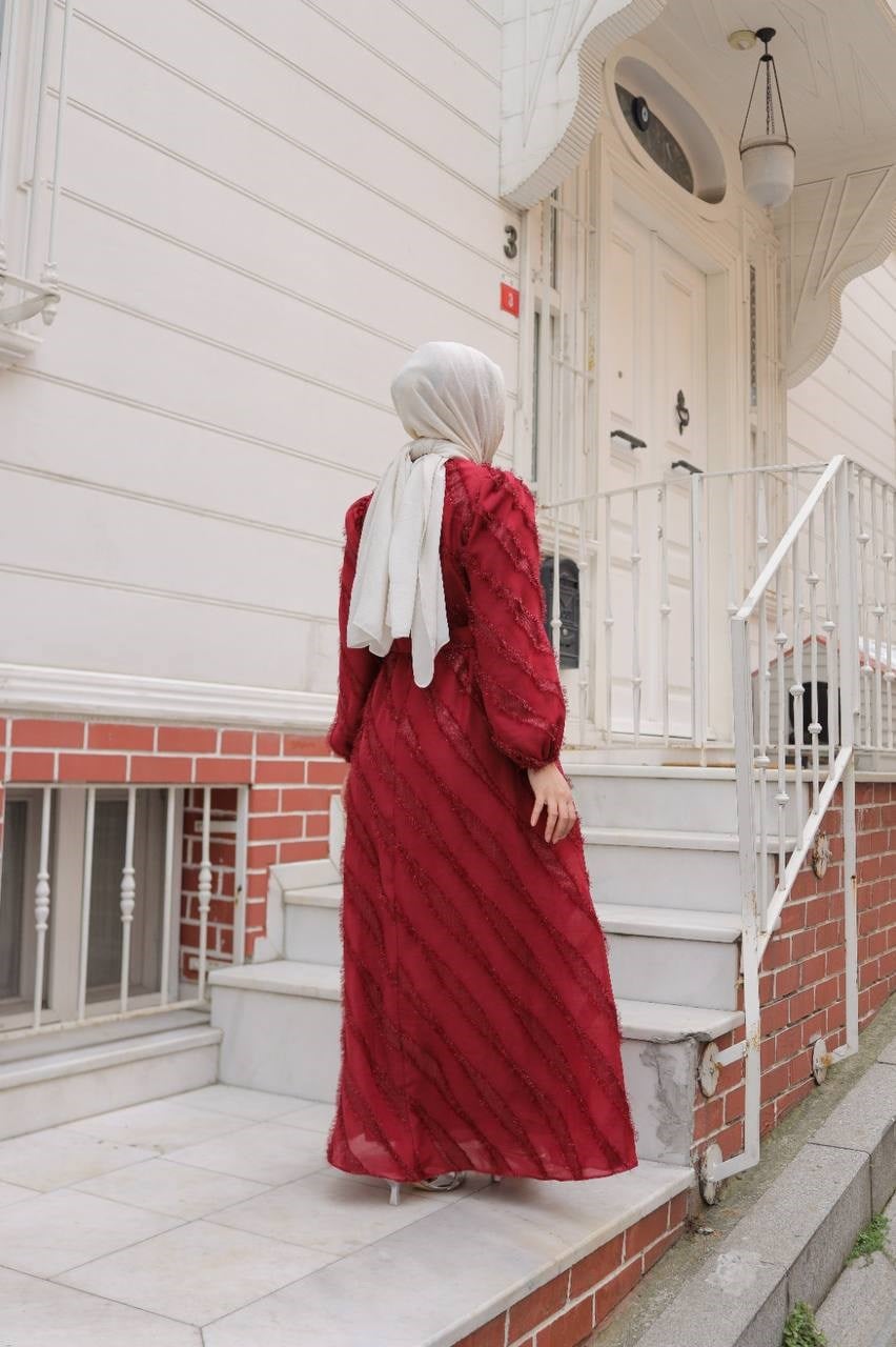 Wholesale Womens Red Maxi Hijab Dress