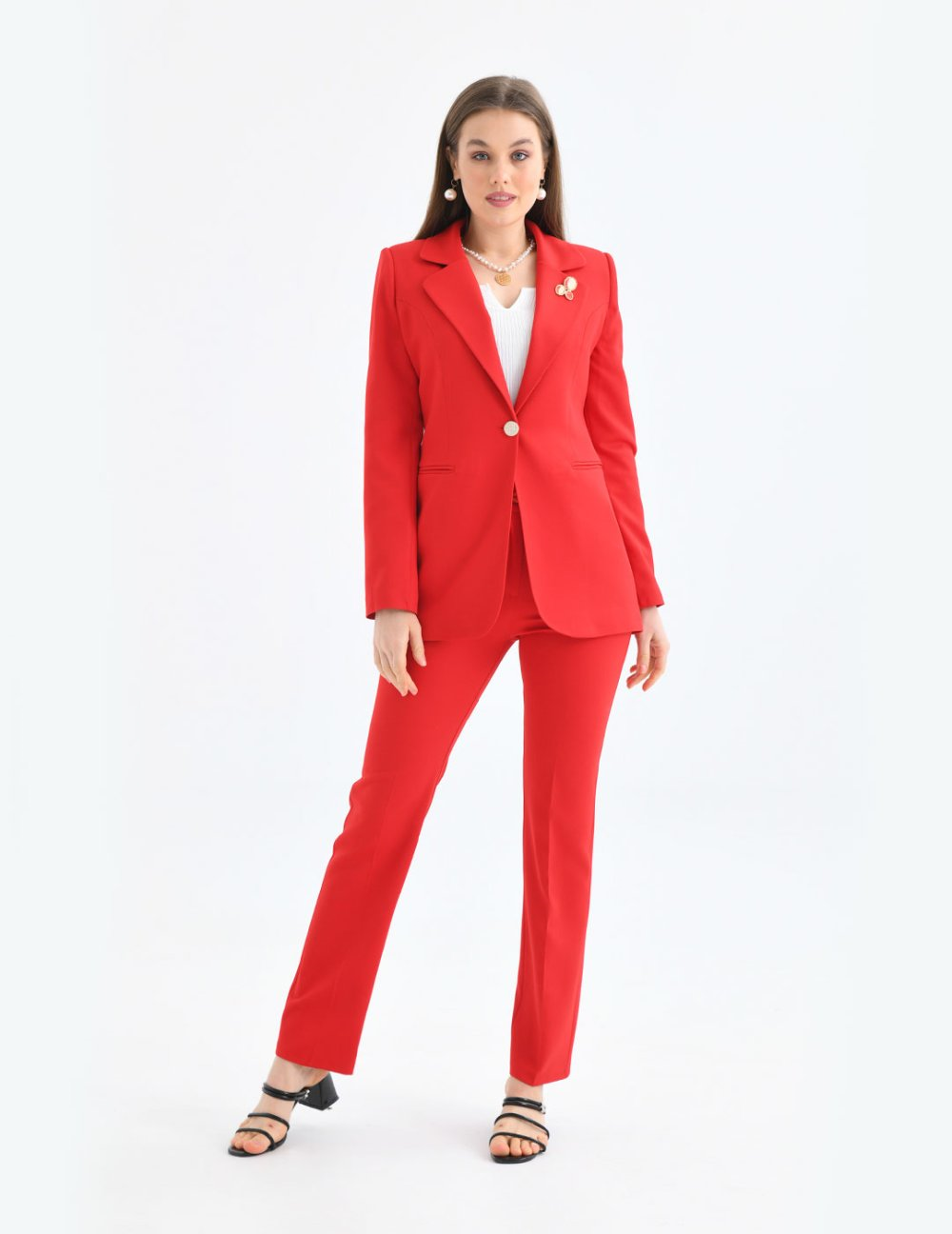 Wholesale Womens Red Plus Size Two-Piece Suit 