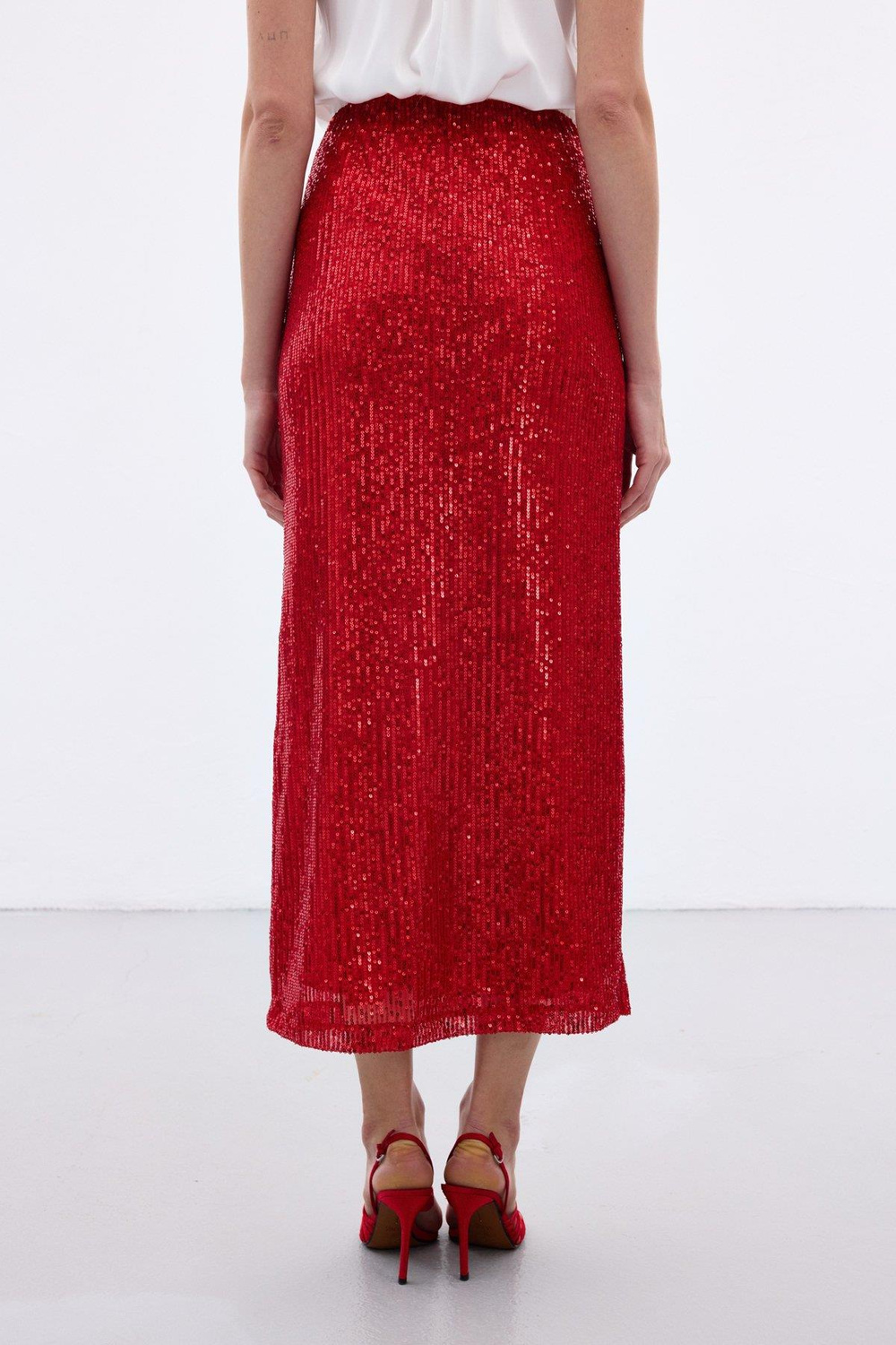 Wholesale Womens Red Sequined Skirt