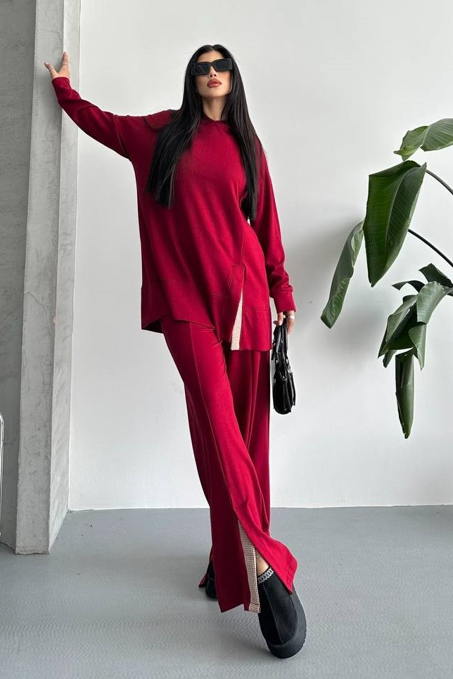 Wholesale Women's Red Tracksuit Set 0044-0037