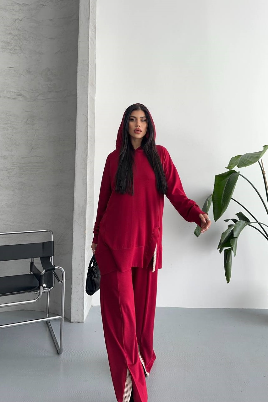 Wholesale Women's Red Tracksuit Set 0044-0037