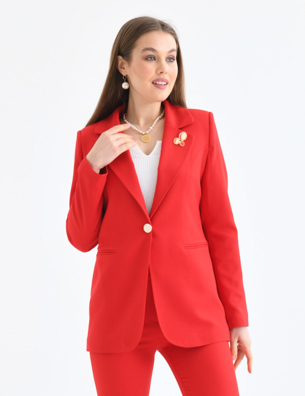 Wholesale Womens Red Two-Piece Suit 