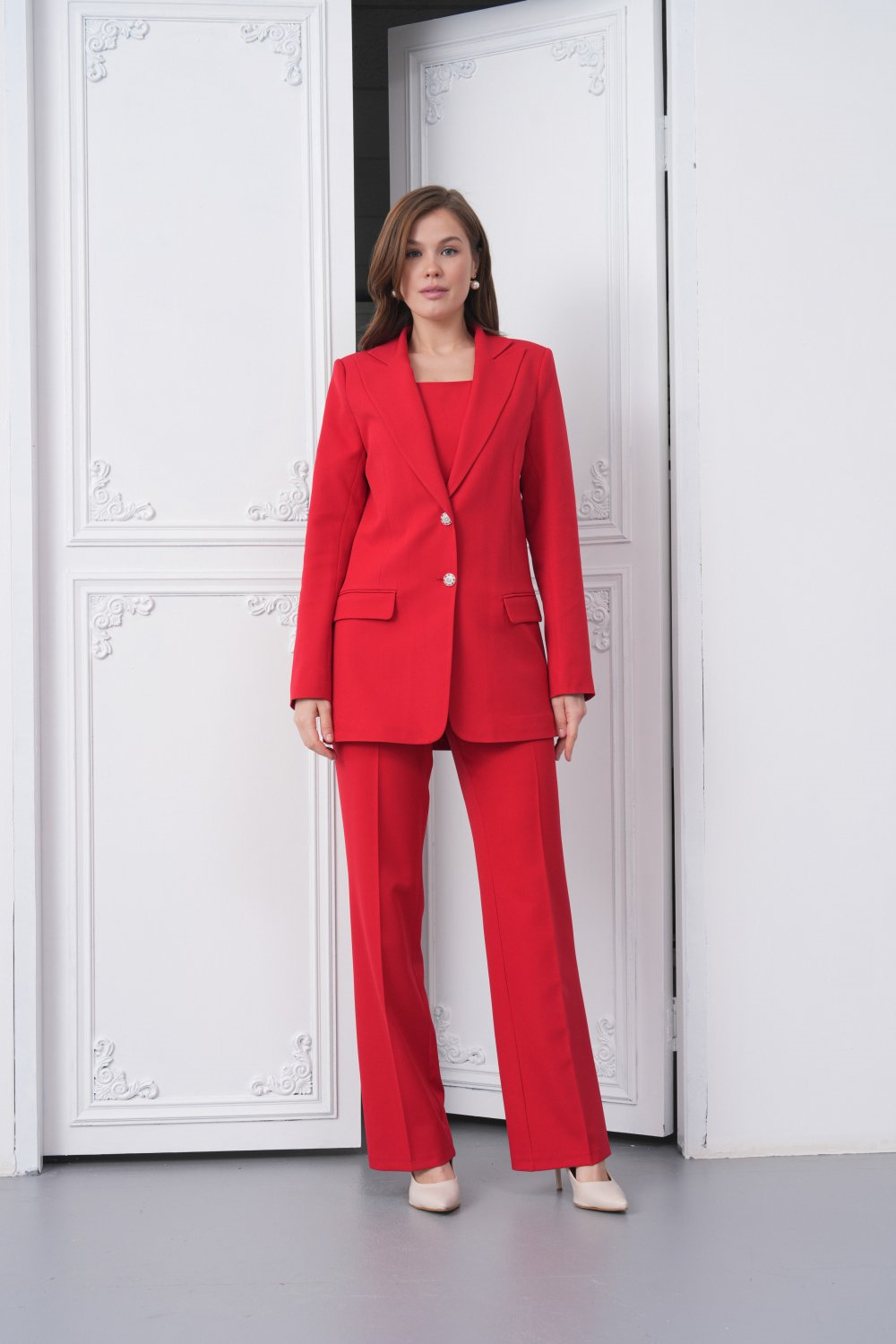 Wholesale Womens Red Two-Piece Suit 