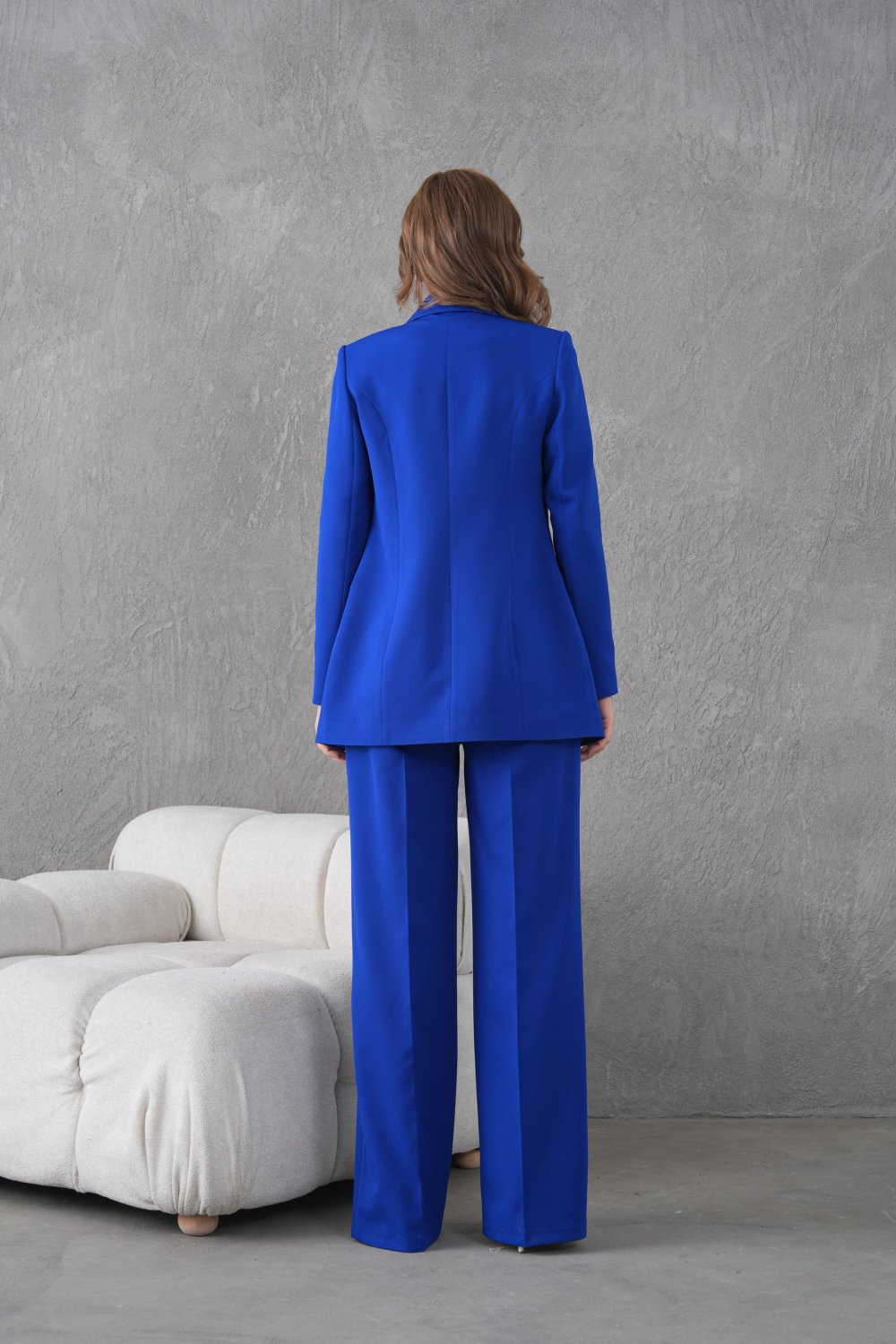 Wholesale Womens Sax Blue Plus Size Two-Piece Suit 