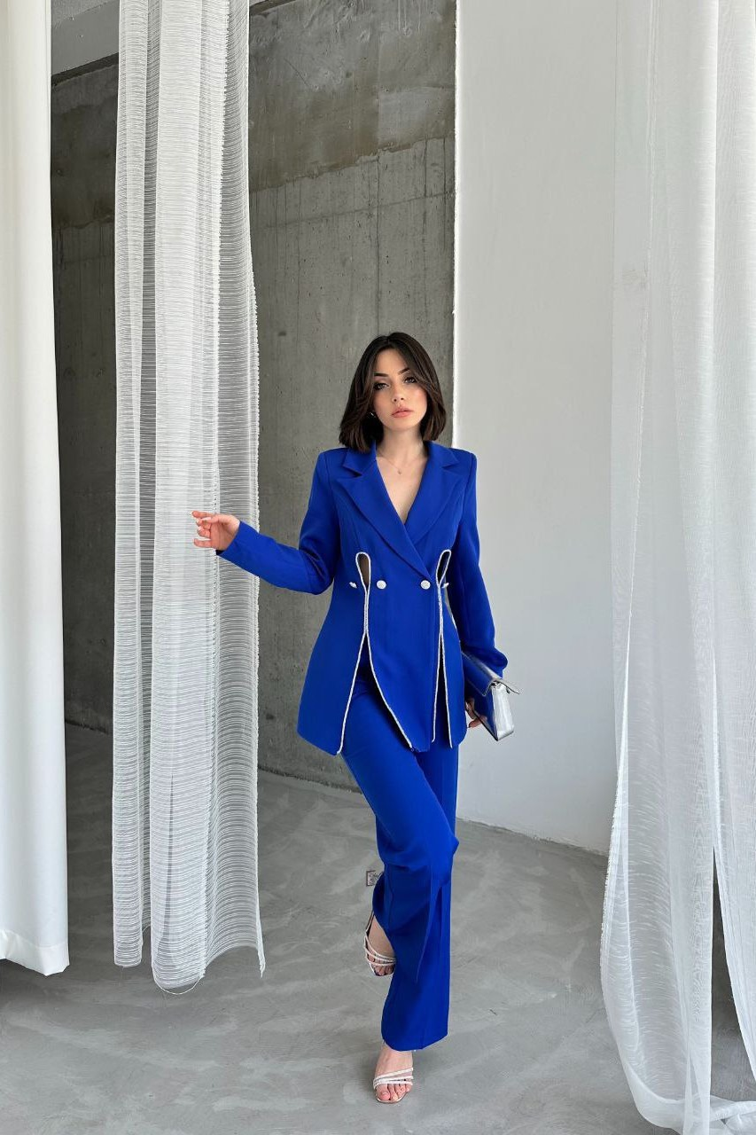 Wholesale Women's Sax Blue Two-Piece Suit  0043-2006