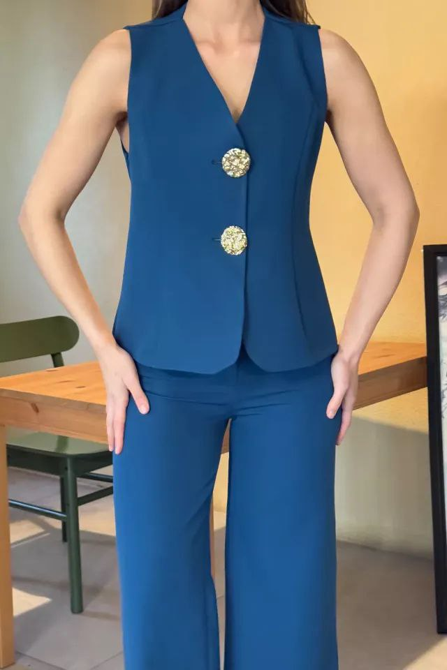 Wholesale Womens Sea Blue Two-Piece Suit 