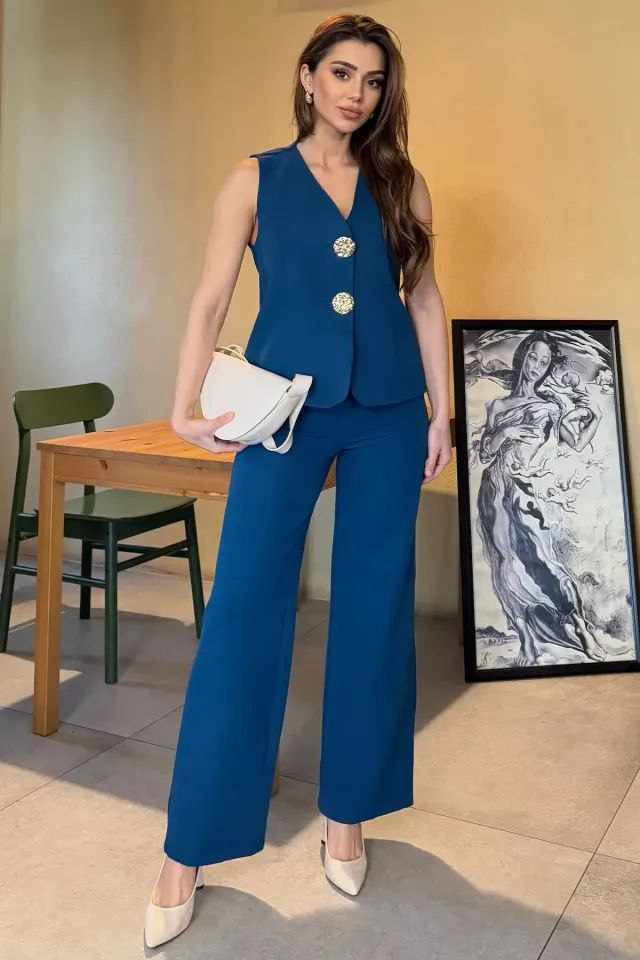 Wholesale Womens Sea Blue Two-Piece Suit 