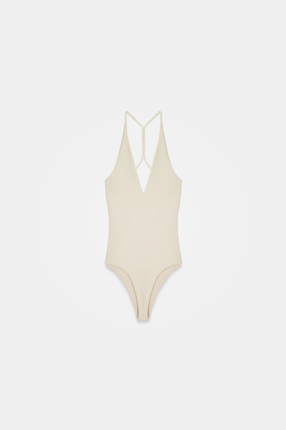 Wholesale Womens Stone Beige Cross-Back Cotton Bodysuit