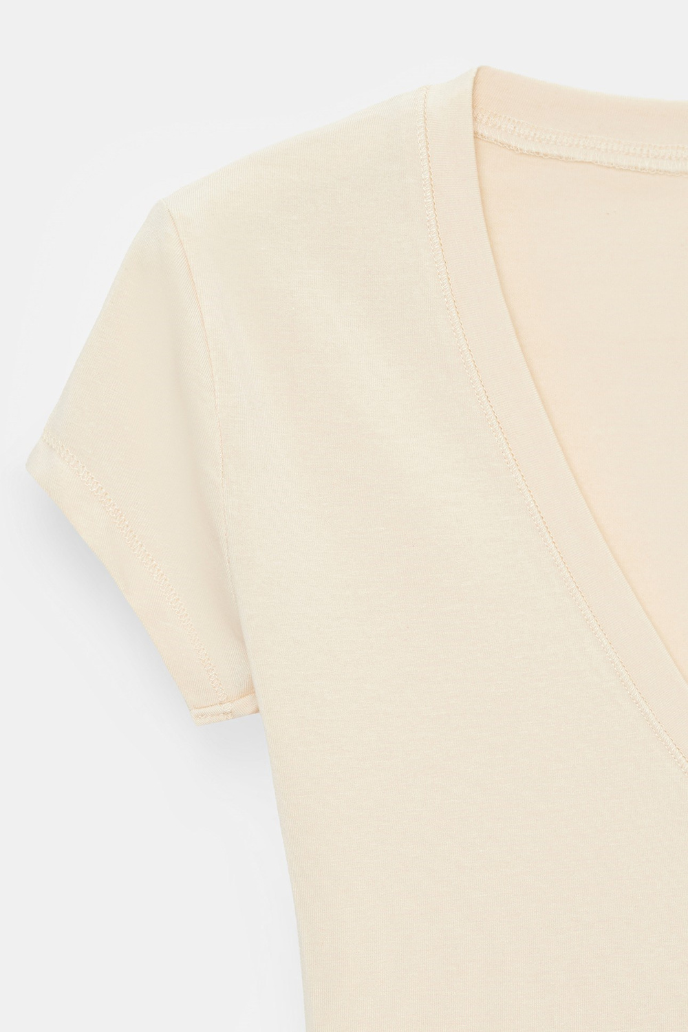 Wholesale Womens Stone Beige Supima Cotton V-Neck Tee