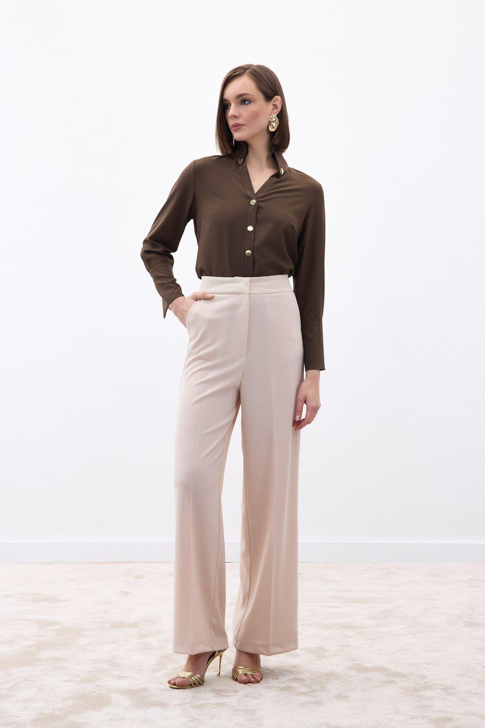 Wholesale Womens Stone Crepe Trousers