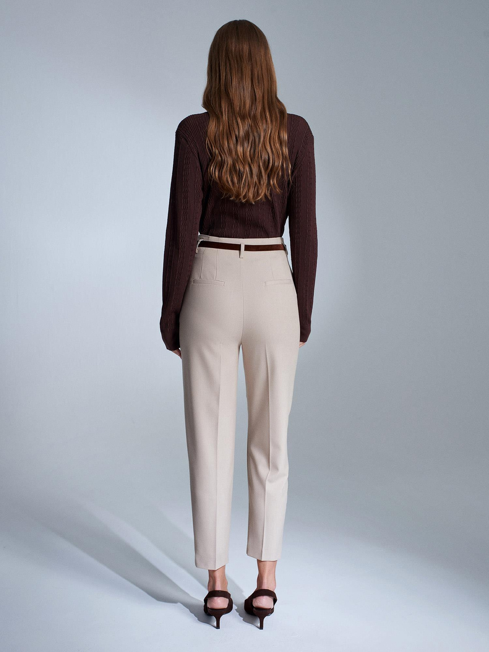 Wholesale Womens Stone High Waist Trousers with Belt