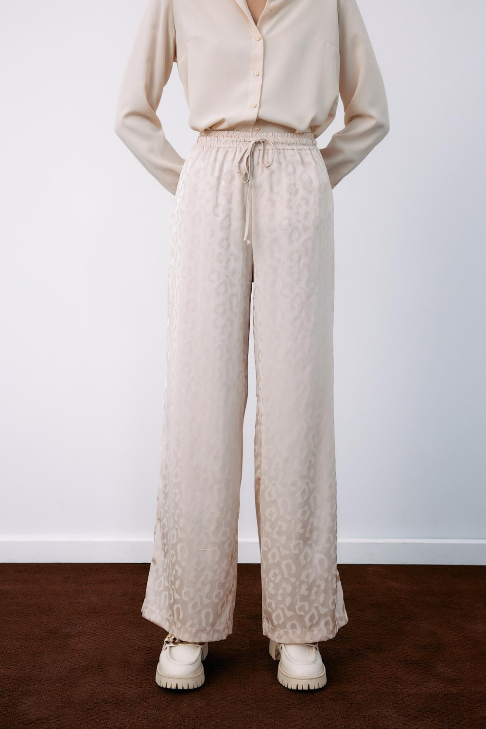 Wholesale Womens Stone Patterned Trousers with Elastic Waist