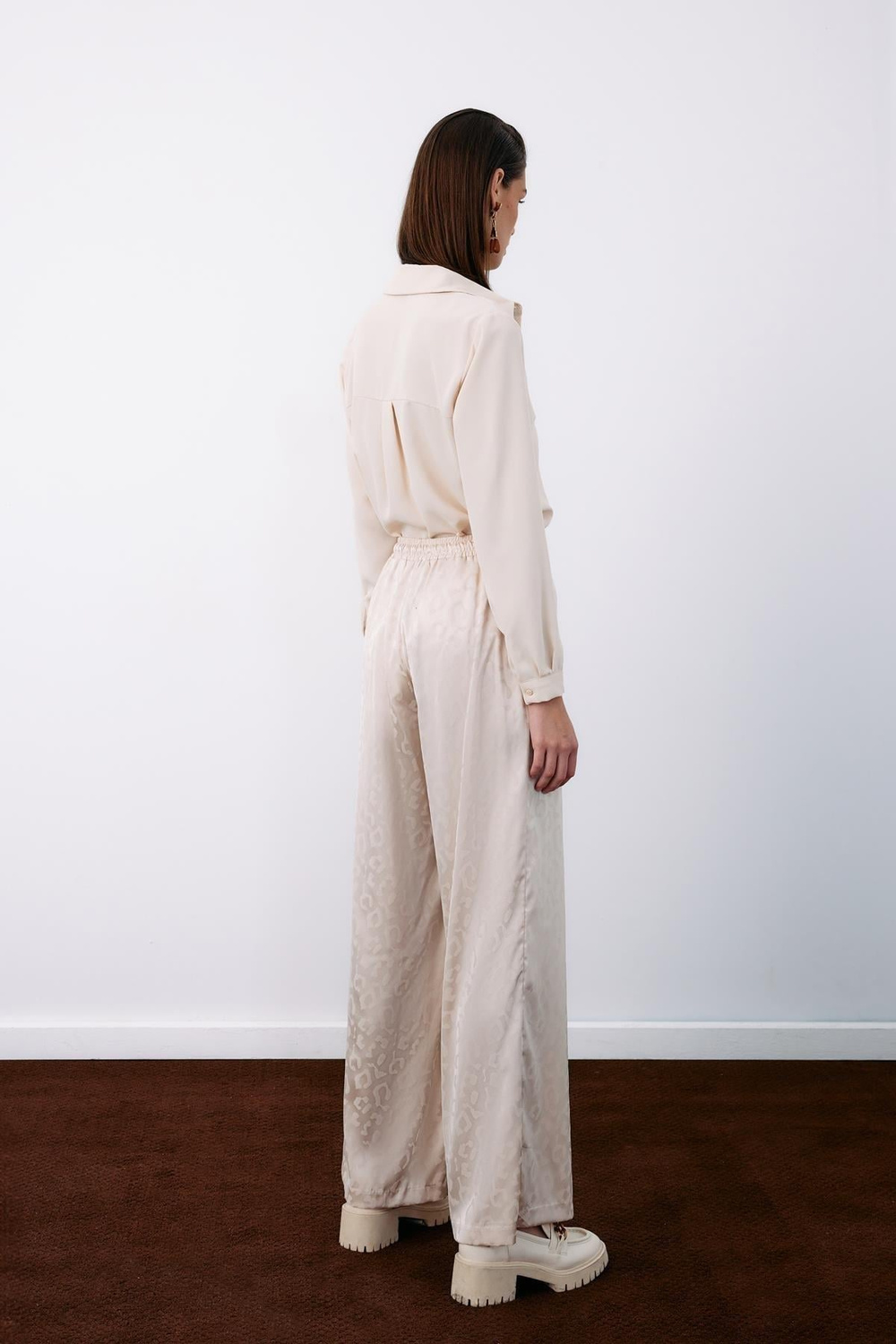 Wholesale Womens Stone Patterned Trousers with Elastic Waist