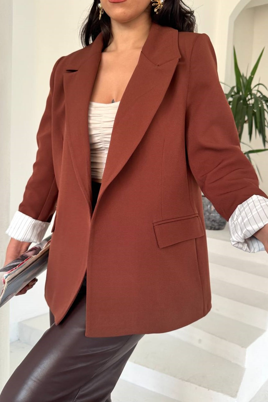 Wholesale Women's Tobacco Brown Blazer 0044-2099ck
