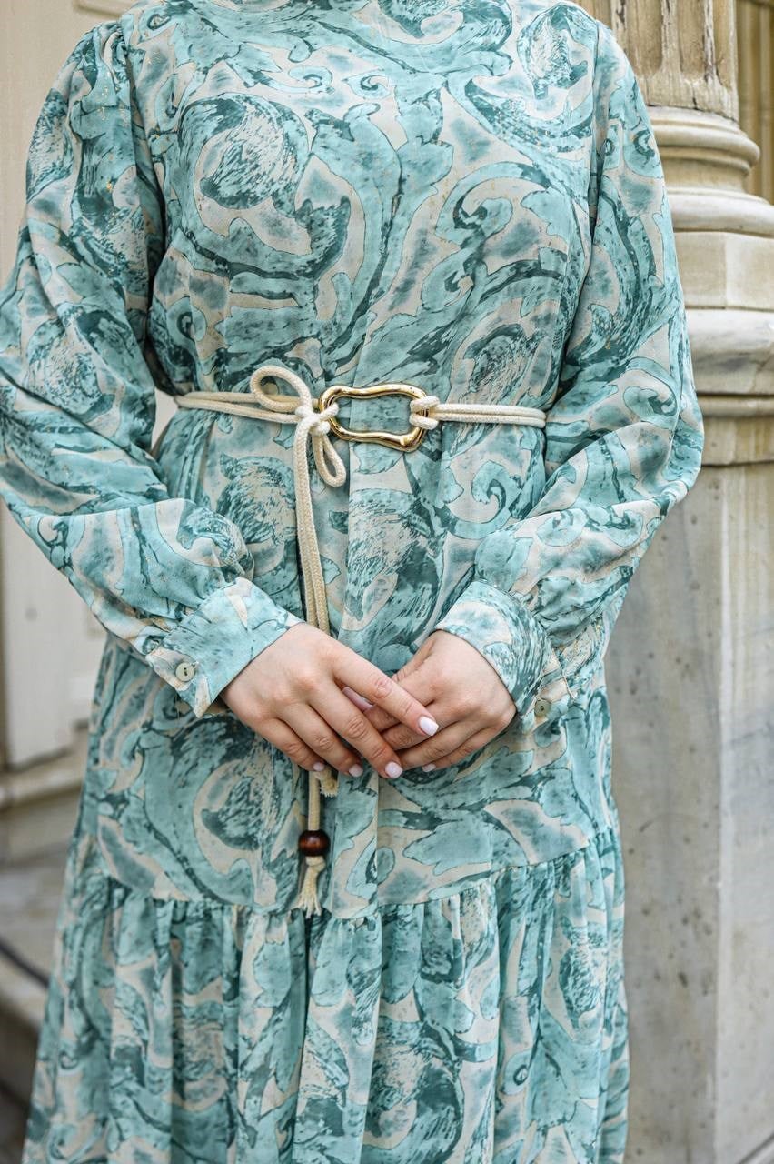Wholesale Womens Turquoise Maxi Hijab Dress